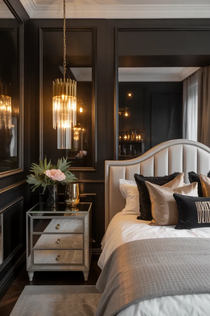 Black Bedroom with Gold Glam