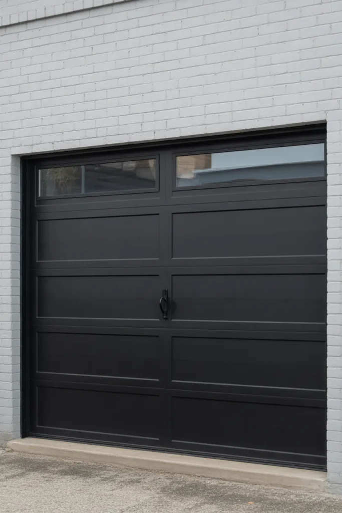 Black Garage Door with Horizontal Windows