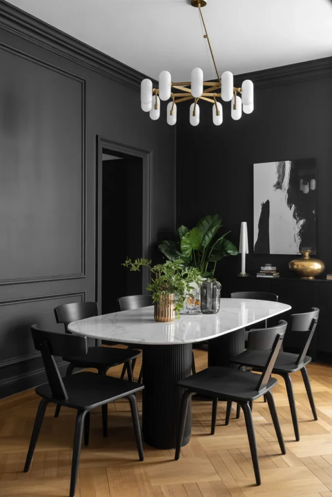 Black and White Contrast Dining Room