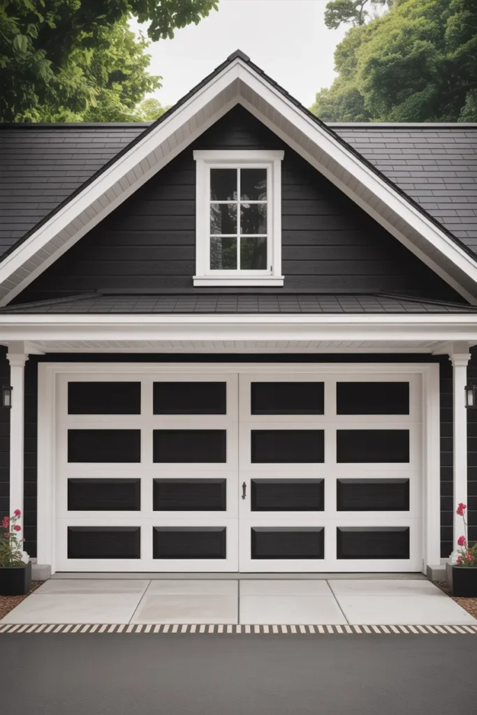 Black-and-White Contrast Garage Door