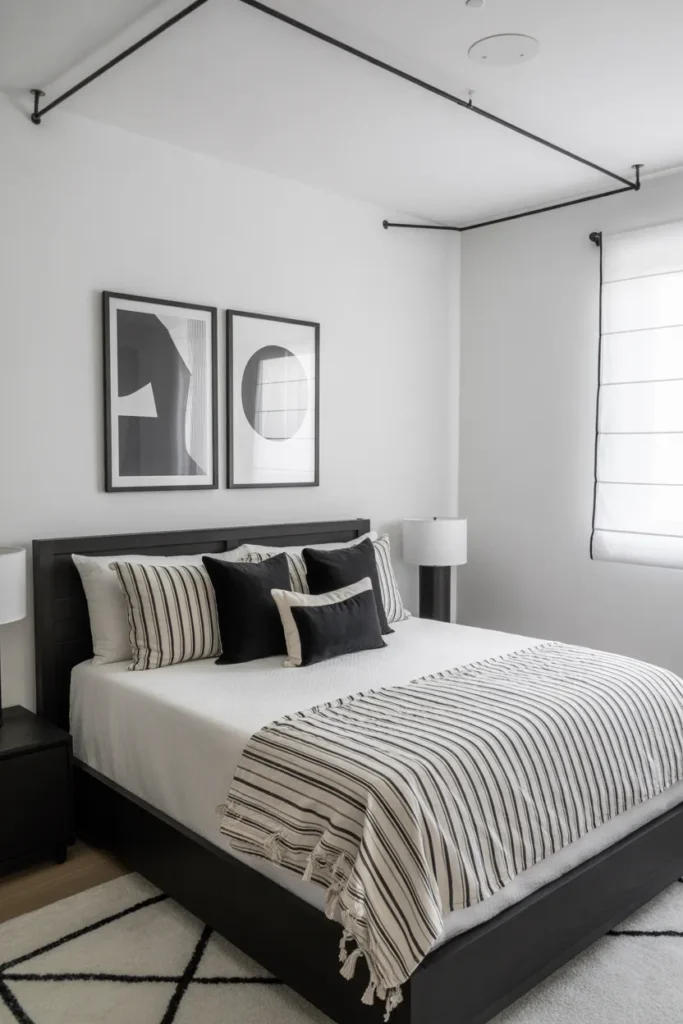 Black-and-White Guest Bedroom Sophistication