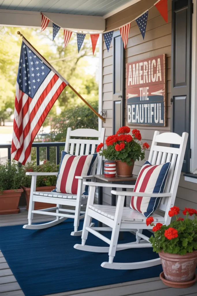  Classic Red, White & Blue Porch Setup