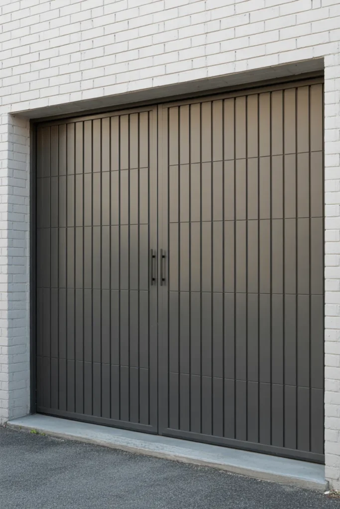 Contemporary Gray Garage Door with Vertical Panels