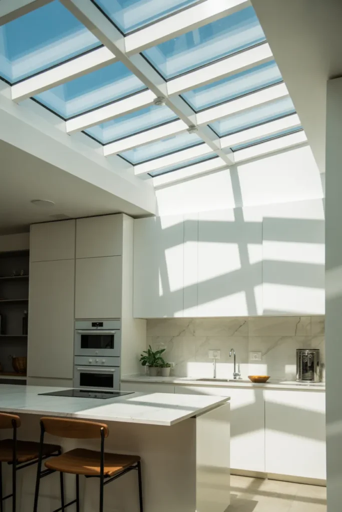 Contemporary Solarium Kitchen with Skylights