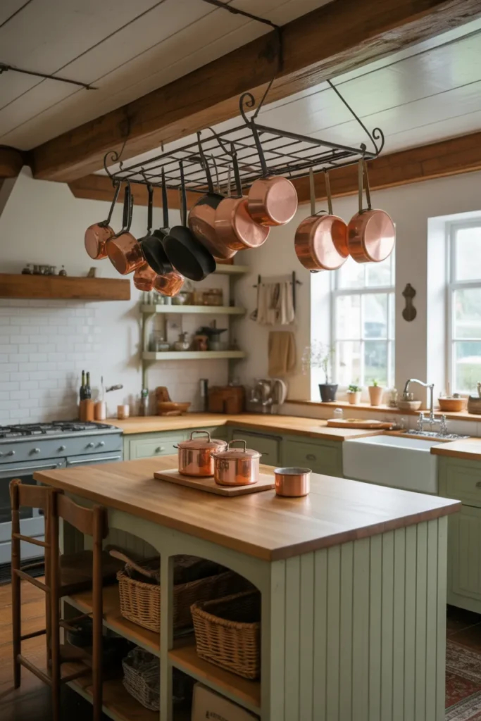 Copper Pots and Hanging Racks