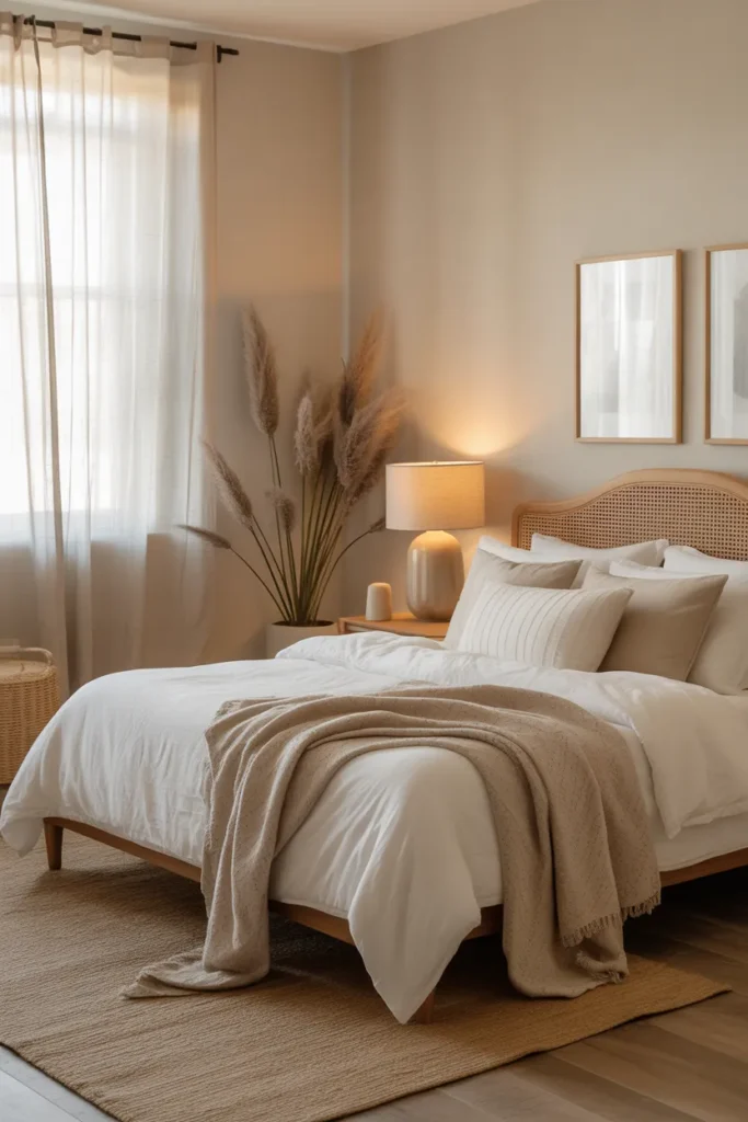 Cozy Neutral Guest Bedroom with Soft Textures