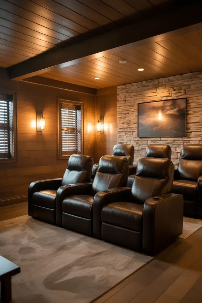 Cozy Rustic Basement Theater