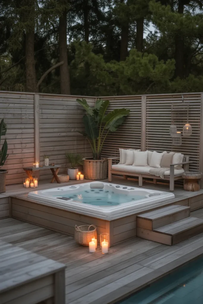 Deck with Hot Tub or Spa Area