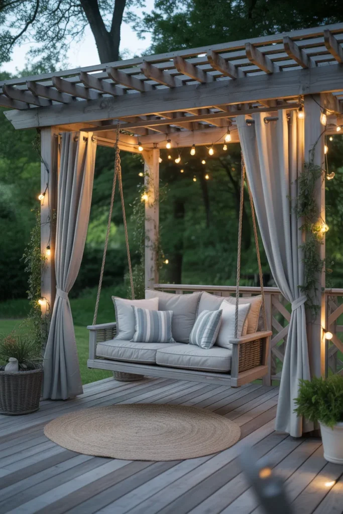 Deck with Pergola Swing or Hanging Chair