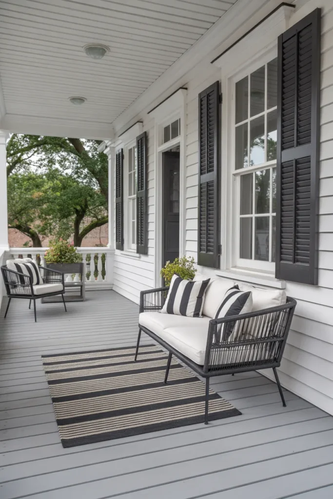 Elegant Black-and-White Porch
