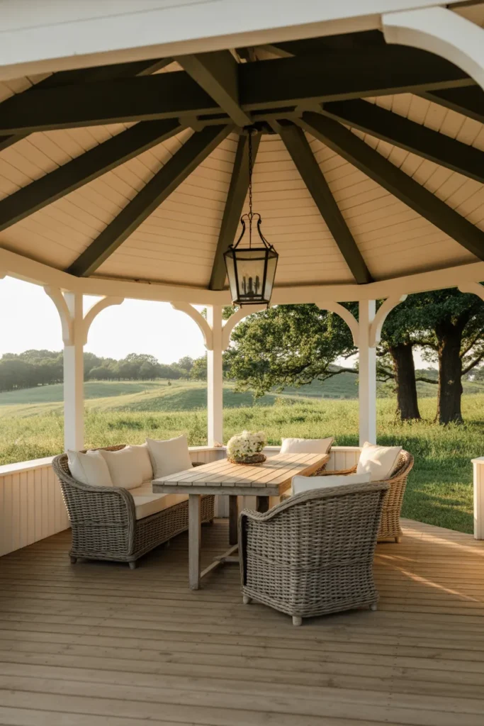  Farmhouse Gazebo with Shiplap and Lanterns