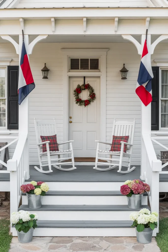 Farmhouse Porch with Patriotic Touches
