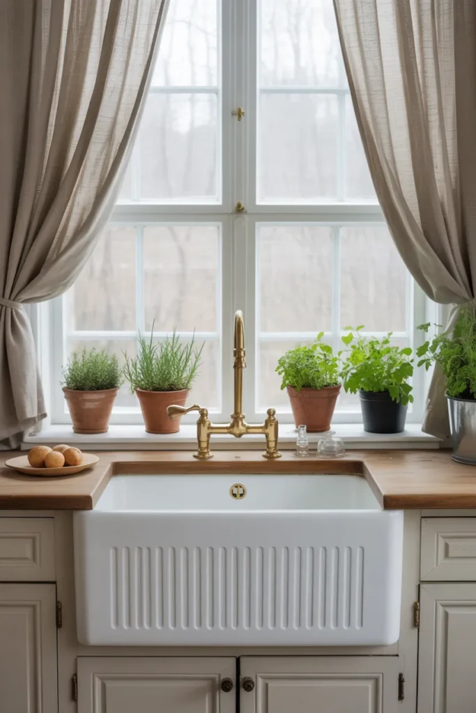 Farmhouse Sink with Antique Fixtures