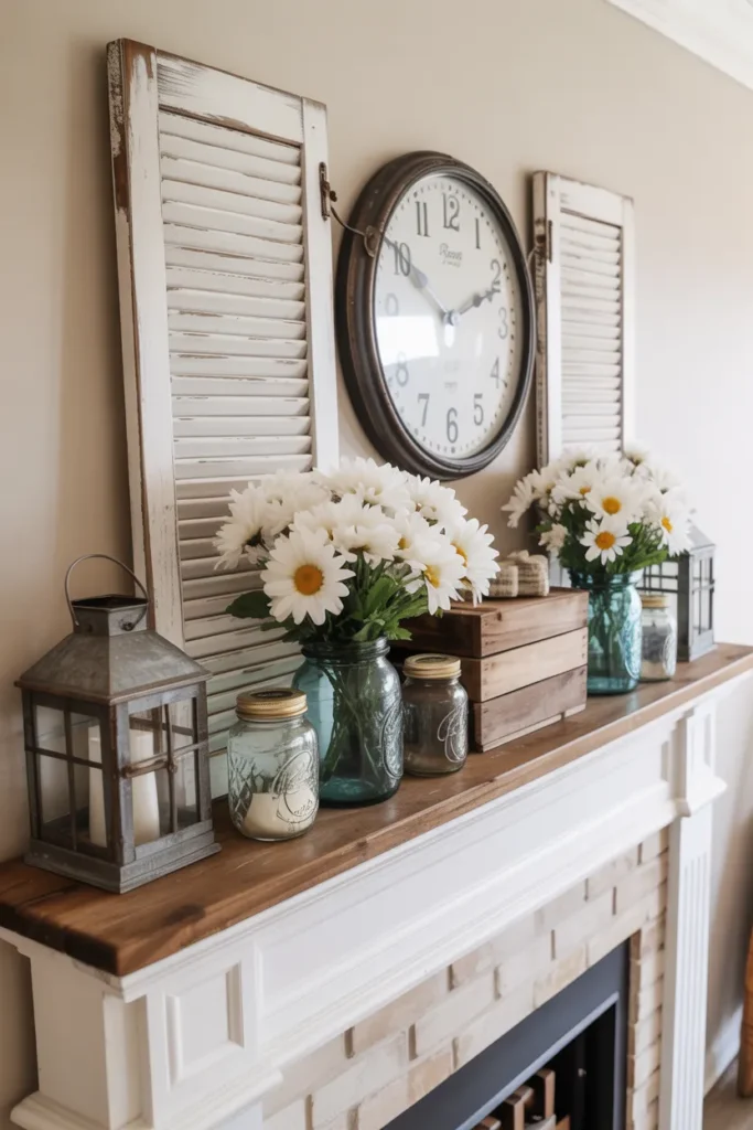  Farmhouse Summer Mantel with Rustic Charm