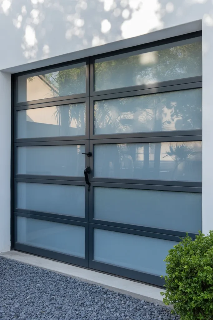 Frosted Glass and Aluminum Garage Door