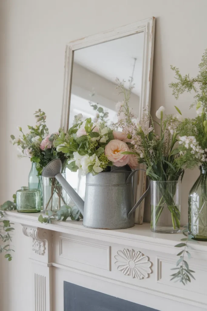  Garden-Inspired Mantel with Fresh Florals