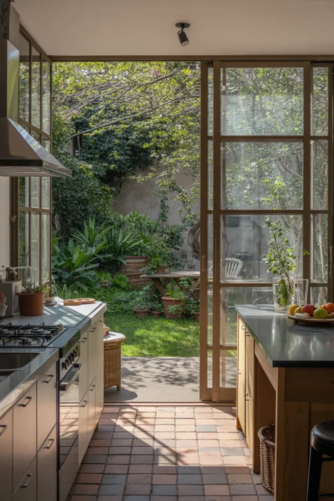 Garden-View Solarium Kitchen