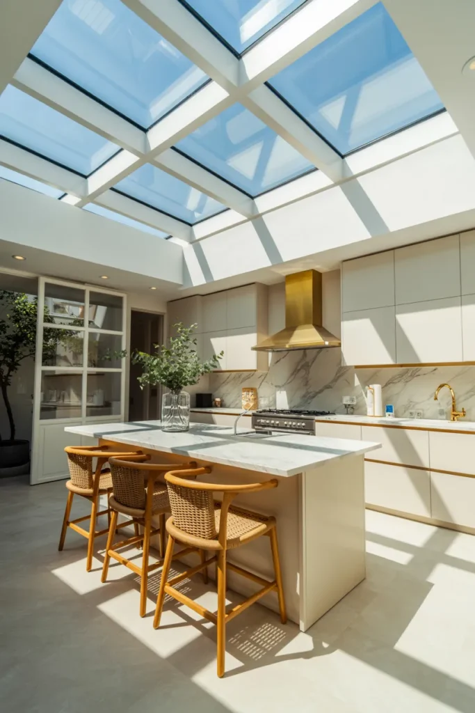 Glass Ceiling Solarium Kitchen