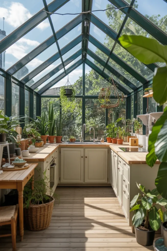 Greenhouse-Style Solarium Kitchen