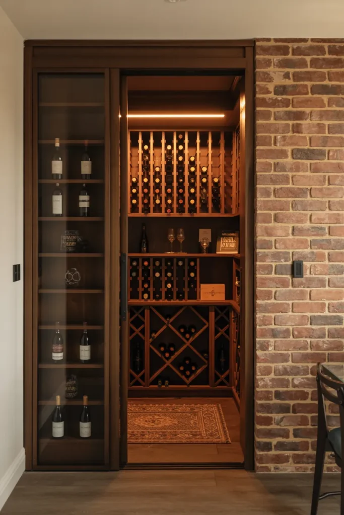 Hidden Wine Cellar Behind a Bookshelf
