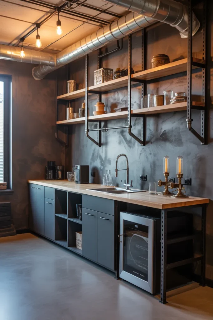  Industrial Basement Kitchenette