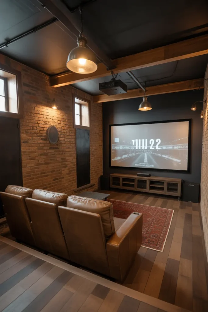  Industrial Basement Movie Room