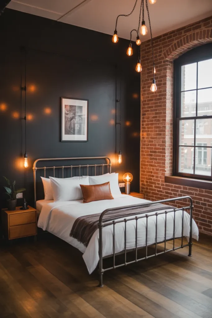 Industrial Loft-Style Guest Room