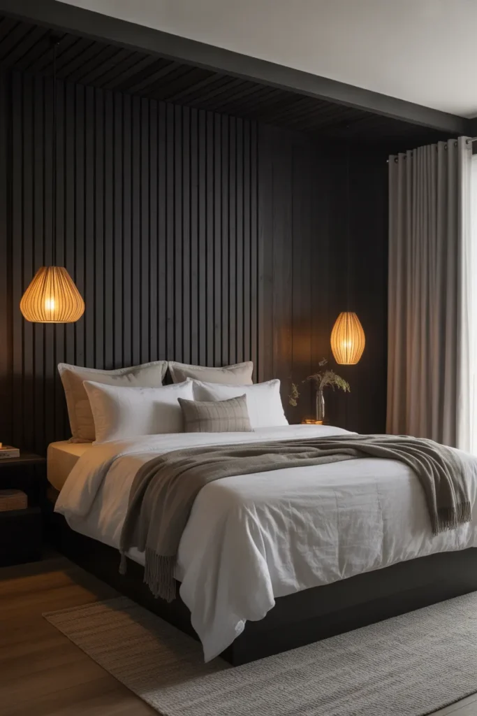 Japandi-Style Black Bedroom