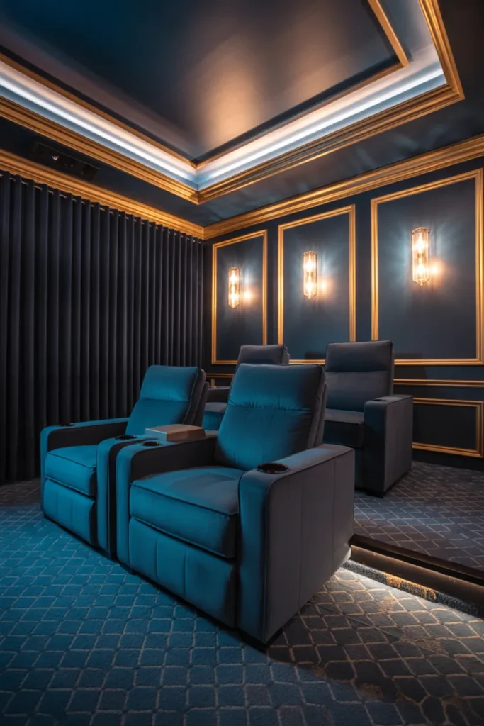 Luxe Home Cinema with Velvet Seating
