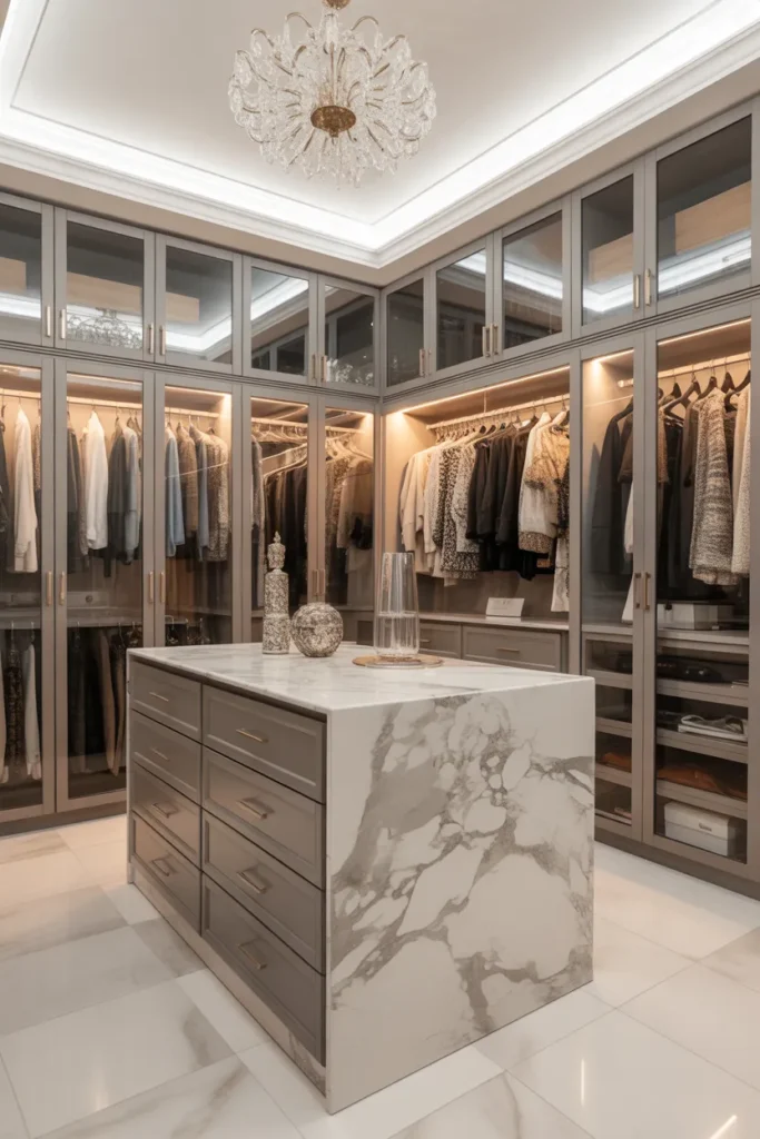 Luxury Marble Walk-In Closet Design