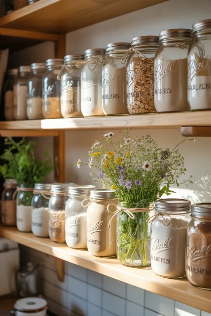  Mason Jar Storage with a Rustic Twist