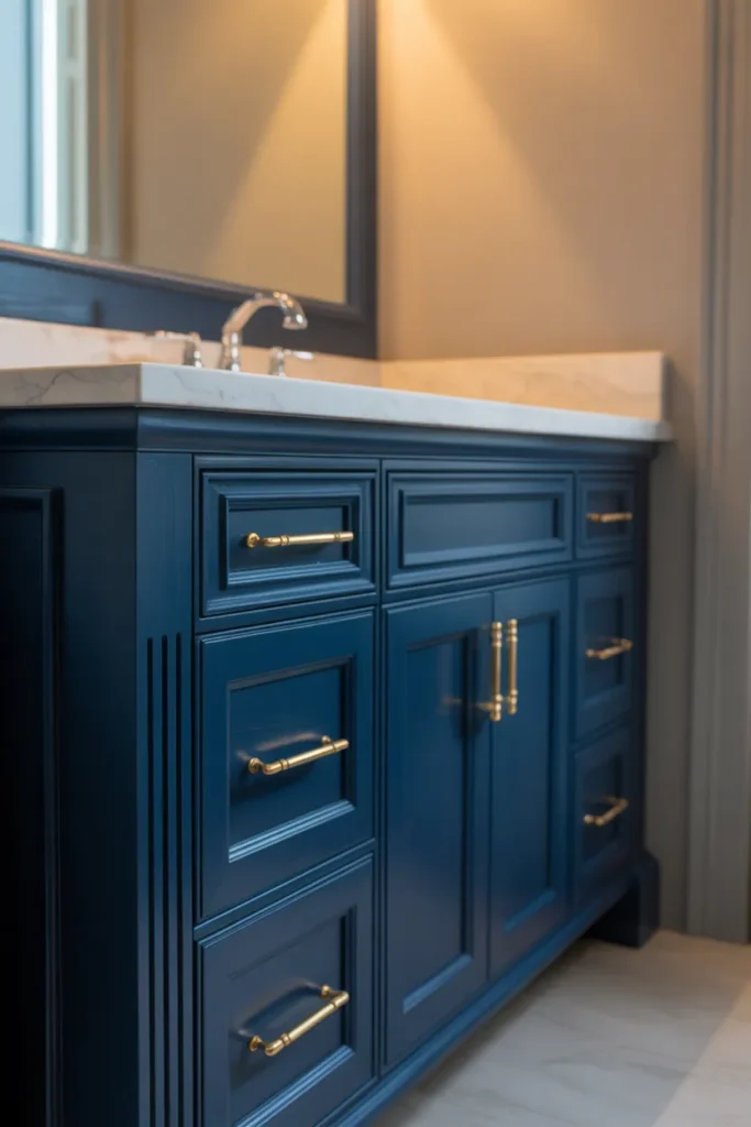  Midnight Blue Vanity with Gold Hardware