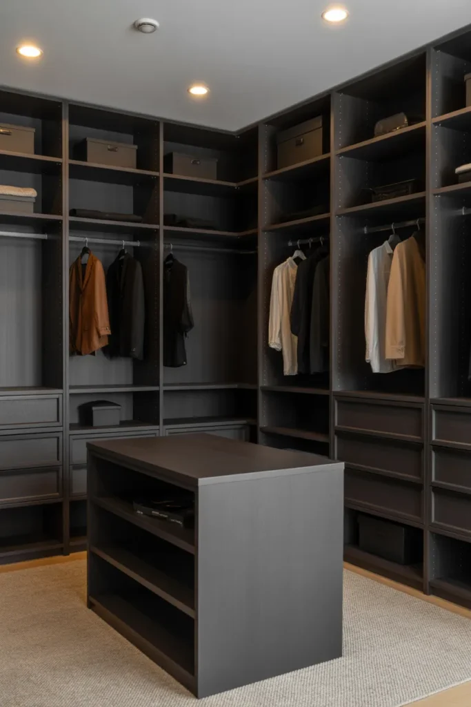  Minimalist Black Walk-In Closet Design
