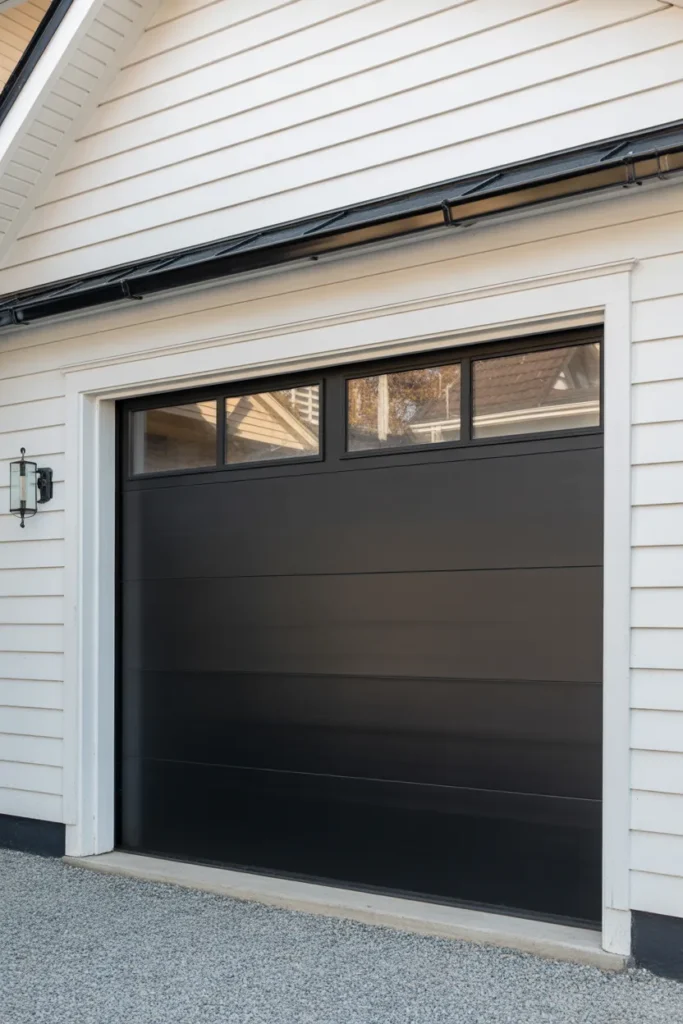 Modern Black Garage Door with Windows