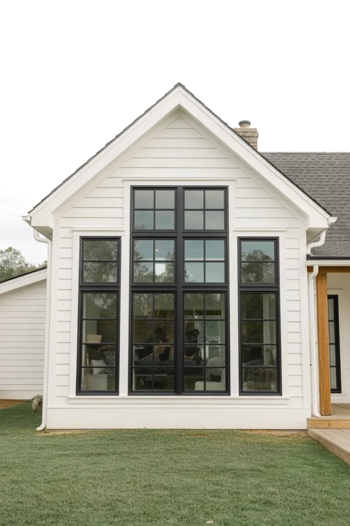 Modern Farmhouse with Dark Windows