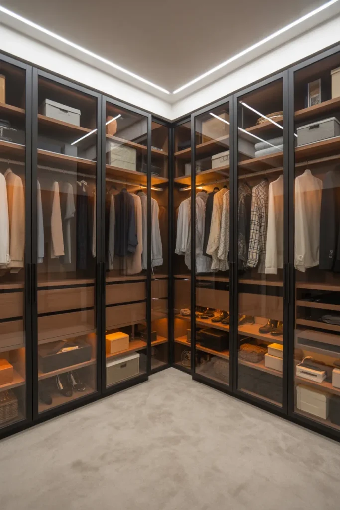 Modern Glass Walk-In Closet Display