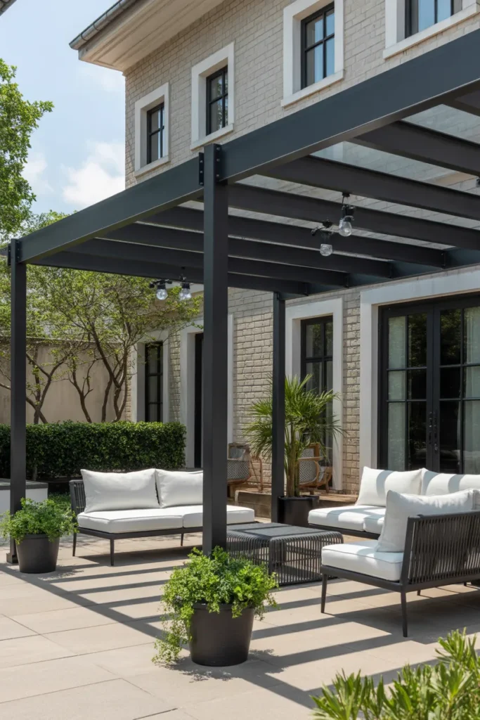 Modern Metal Pergola with Minimalist Lines