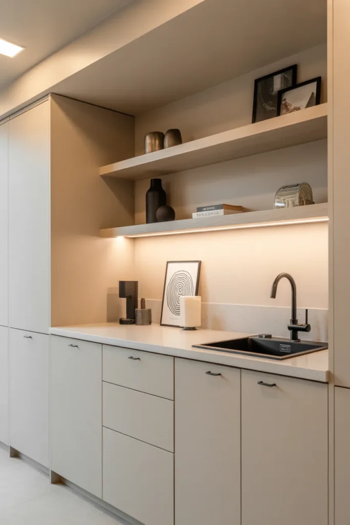 Modern Minimalist Basement Kitchenette