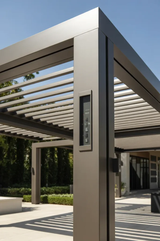 Modern Pergola with Adjustable Roof Slats