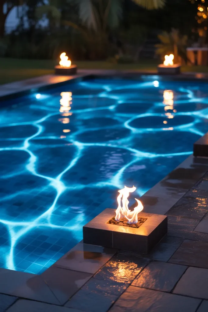 Night-Lit Pool Ambiance