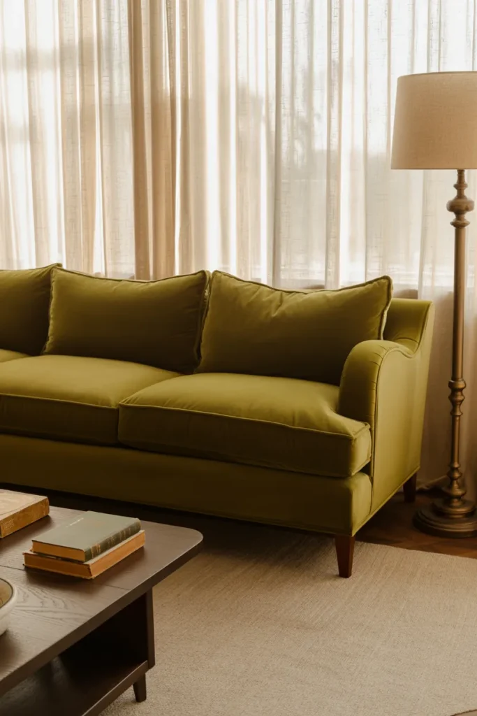 Olive Green Sofas for Subtle Warmth