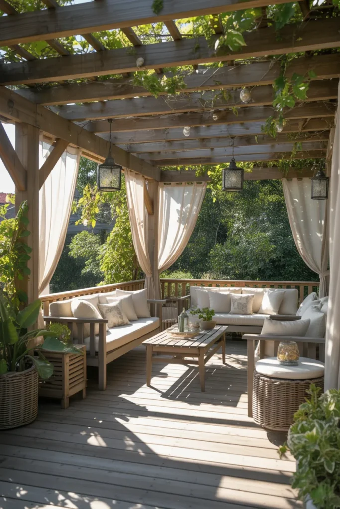  Pergola-Covered Deck for Shade and Style