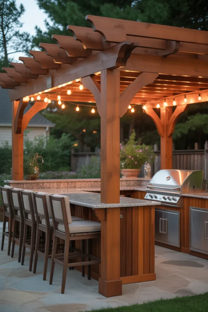 Pergola with Built-In Outdoor Kitchen