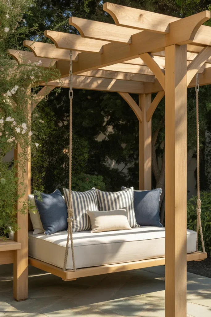 Pergola with Built-In Swing or Hammock