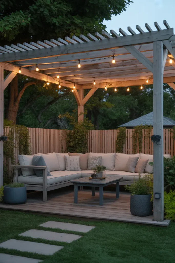 Pergola with Solar-Powered Lights