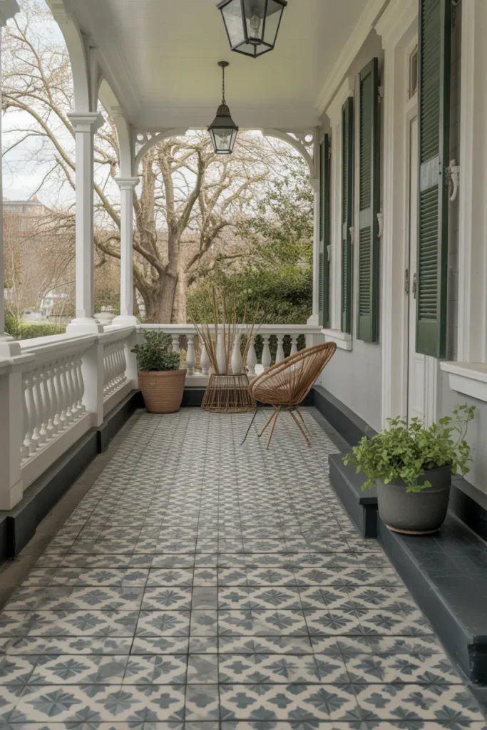 Porch with Bold Flooring