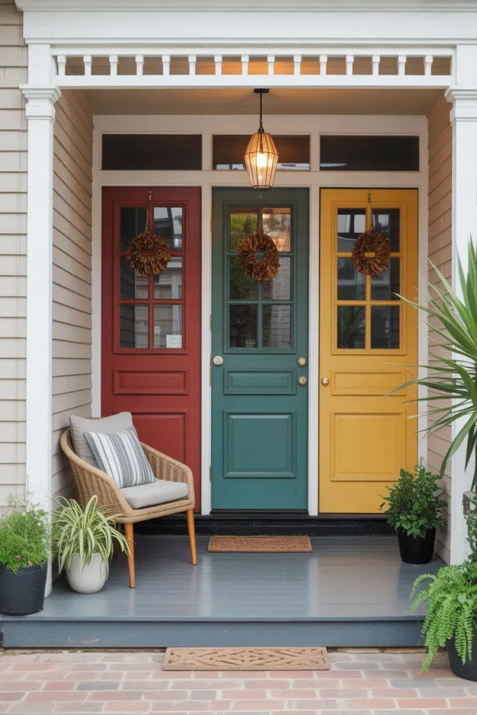 Porch with a Pop of Color Door