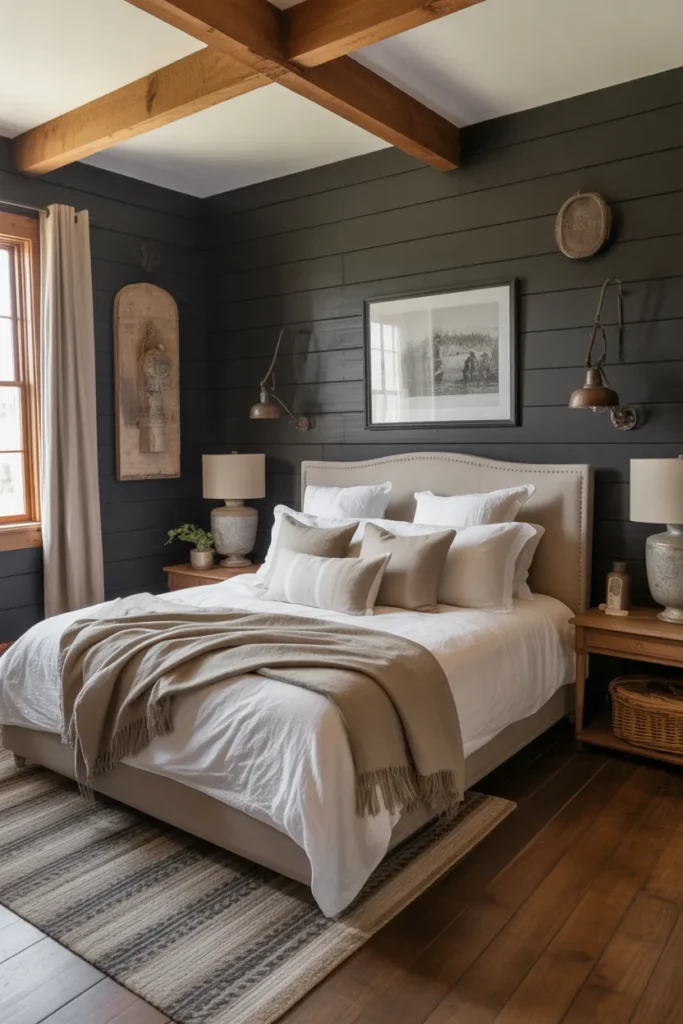 Rustic Farmhouse Black Bedroom