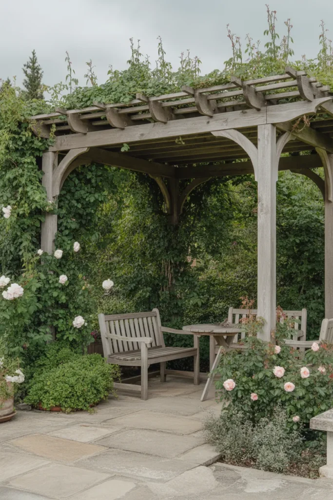 Rustic Pergola with Climbing Vines