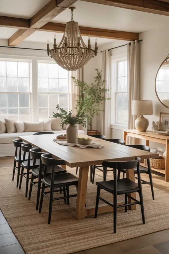 Rustic Wood Table with Modern Accents